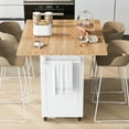 thumbnail image 3 of White Rolling Kitchen Island with Foldable Countertop, Slide-Out Shelf & Drawer, 3 of 9