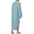 thumbnail image 3 of Unique Bargains Men's Nightshirt Cotton Sleep Shirt Side Split Long Nightgown S Light Blue, 3 of 5