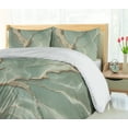 thumbnail image 3 of Ambesonne Sage Duvet Cover Set, Wavy Marble Print Gentle Tones, Queen, Pale Seafoam and Tan, 3 of 4