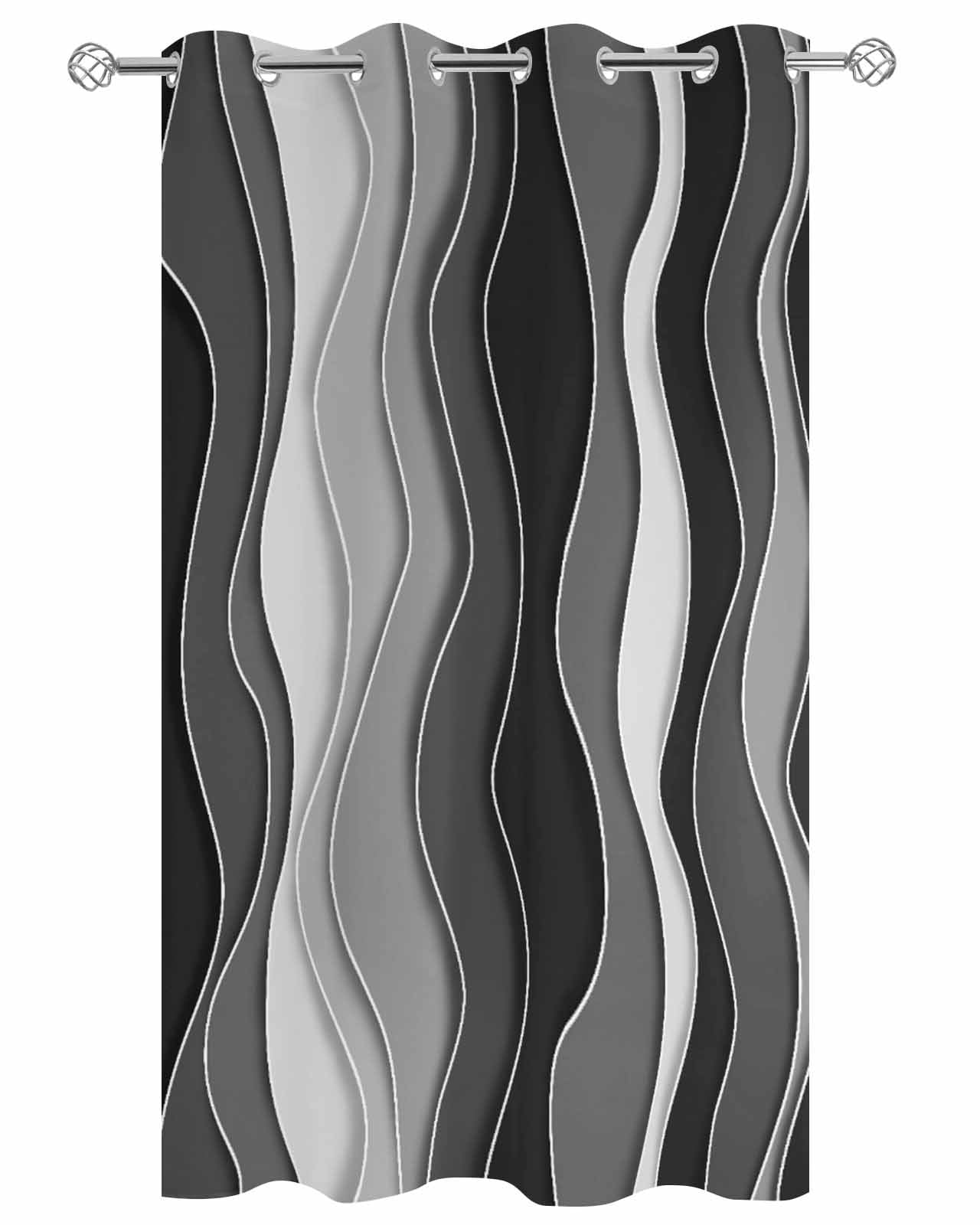 nqOlkjepod Outdoor Curtains for Patio Waterproof, Black Stripes Outdoor Privacy Panels Grommet, Modern Simple Greyish Gradient Lines Blackout Outside Curtains for Porch/Cabana 54"x84", 1 Panel