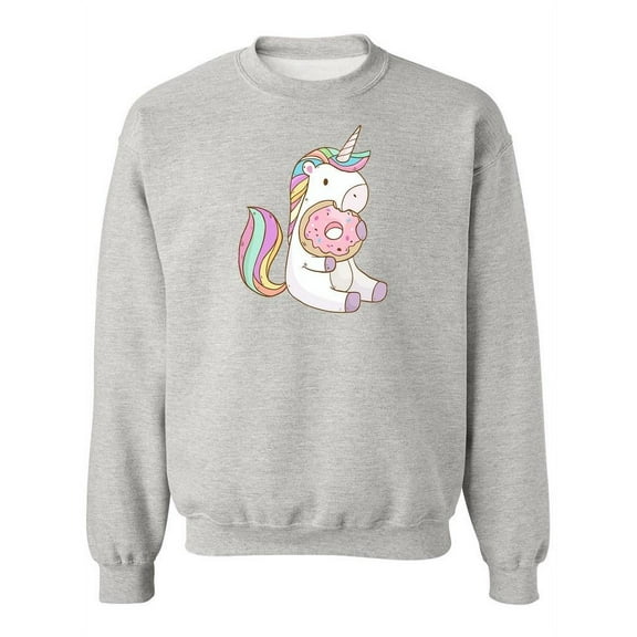 Unicorn Eating Donut. Sweatshirt Women -Image by Shutterstock, Female Medium