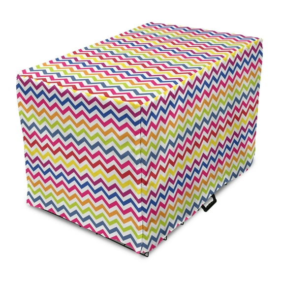 Chevron Dog Crate Cover, Chevron Pattern Colorful Rainbow Inspired Fun Enjoyment Design, Easy to Use Pet Kennel Cover Small Dogs Puppies Kittens, 7 Sizes, Multicolor, by Ambesonne