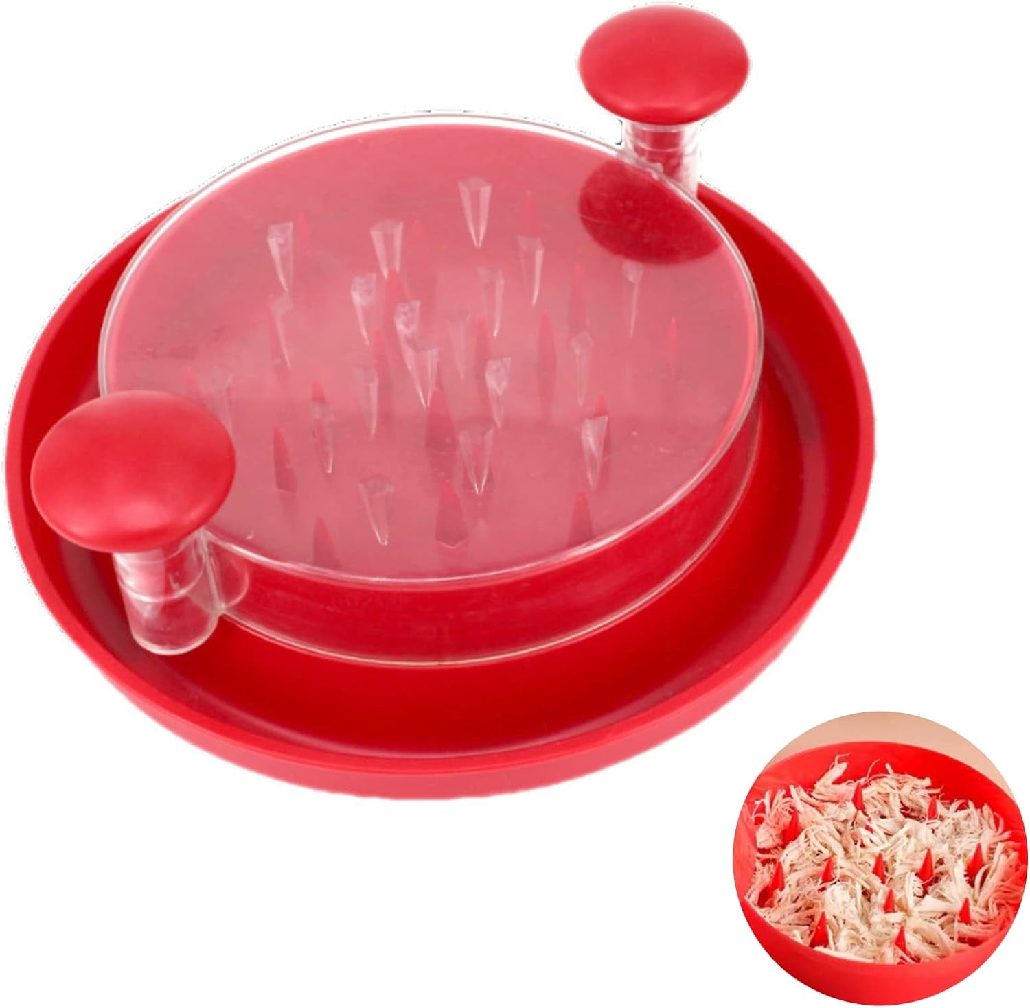 Chicken Shredder, Upgrade Meat Shredder Tool with Clear Cover, Large Shred Machine Anti-Slip Chicken Shredder Tool Twist for Shred Chicken Cabbage Beef Pork Vegetables - Easy to Work & Clean (Black)