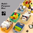 thumbnail image 4 of Plastic Storage Basket, 7 Pack Stackable Storage Baskets with Handles for Kitchen Shelf, Bathroom, Nursery, Closet and Office, 4 of 5