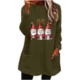 thumbnail image 3 of Feancey Christmas Loungewear for Women Fuzzy Fleece Pajama Tops Cute Gnomes Printed Graphic Sweatshirts Oversized Casual Pullovers with Pockets Army Green 3XL, 3 of 5