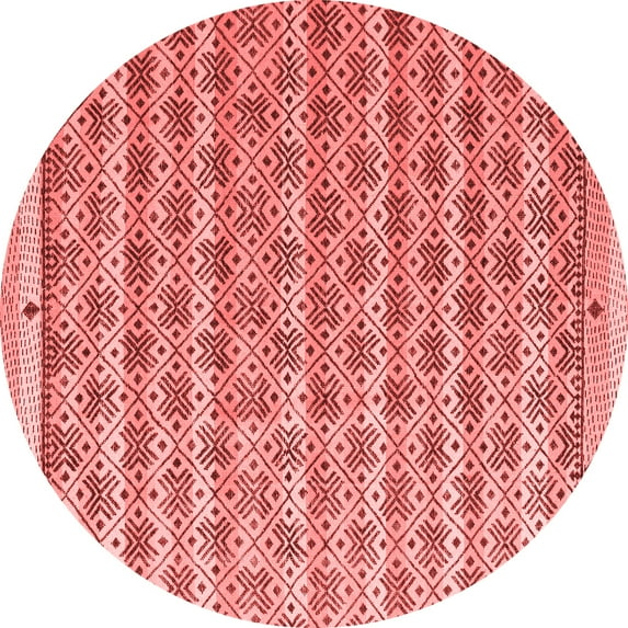 Ahgly Company Indoor Round Abstract Red Modern Area Rugs, 6' Round