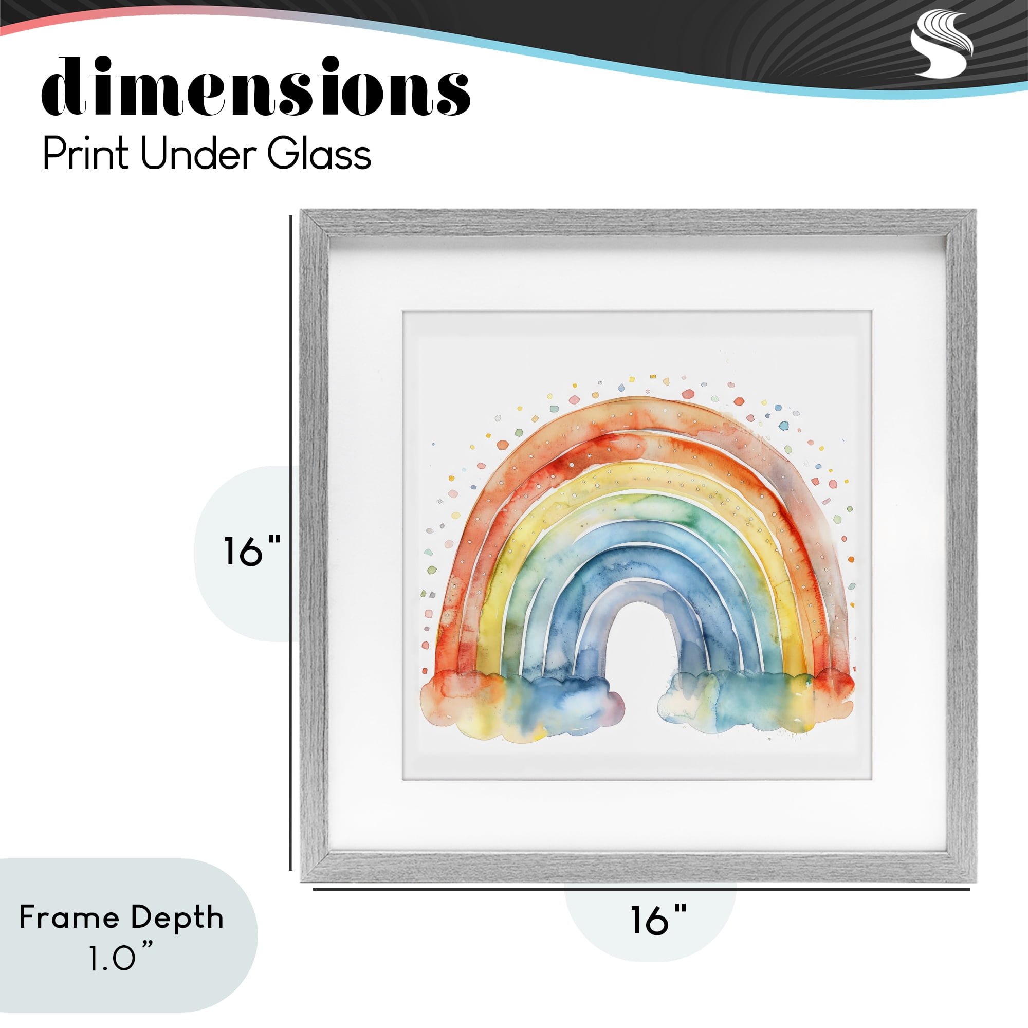 Stupell Industries Colored Rainbow Clouds Gray Framed Print Under Glass, design by Creative Studio