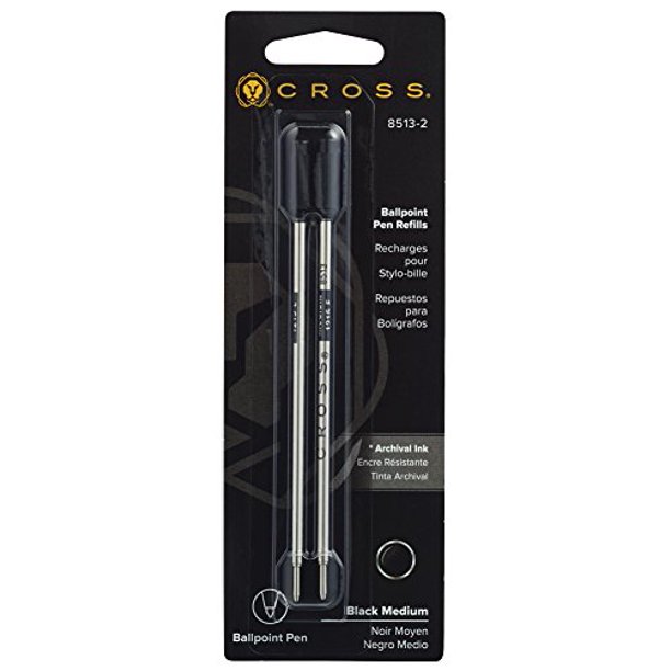 Cross Refills for Ballpoint Pens, Medium, Black Ink, 2/Pack (85132