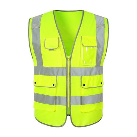 

Reflective Safety Vest with Pockets and Zipper High Visibility Construction Vest Hi Vis Vest with 4 Pockets ANSI Class 2