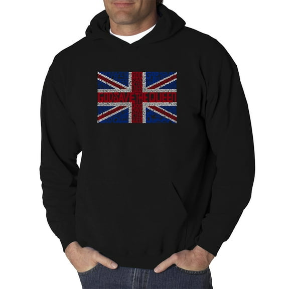 LA Pop Art Men's Word Art Hooded Sweatshirt - God Save The Queen