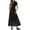 Black, variant on Womens Summer Maxi Dress Short Sleeve V Neck Hollow Out Eyelet A Line Long Flowy Beach Vacation Dresses