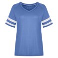 thumbnail image 6 of gakvbuo Plus Size Tunic Tops For Womens Summer Tops 2023 Casual Dressy Women's Splicing V-neck Short-sleeved Loose Striped Solid Color Tops, 6 of 7
