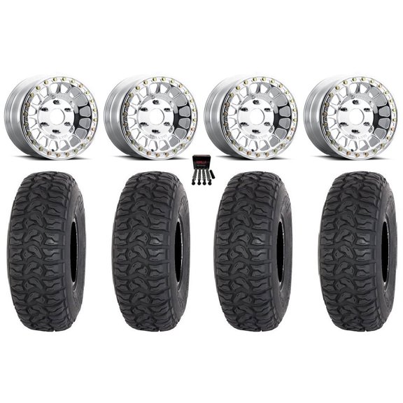 Method 413 Beadlock 15" Wheels Polished 35" Chicane LT Tires Can-Am Maverick R