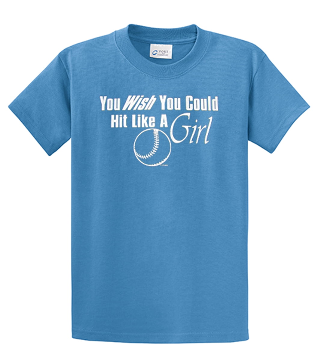 Softball Short Sleeve T-shirt Wish You Could Hit Like A Girl Funny Girls Fast - Picture 21 of 90