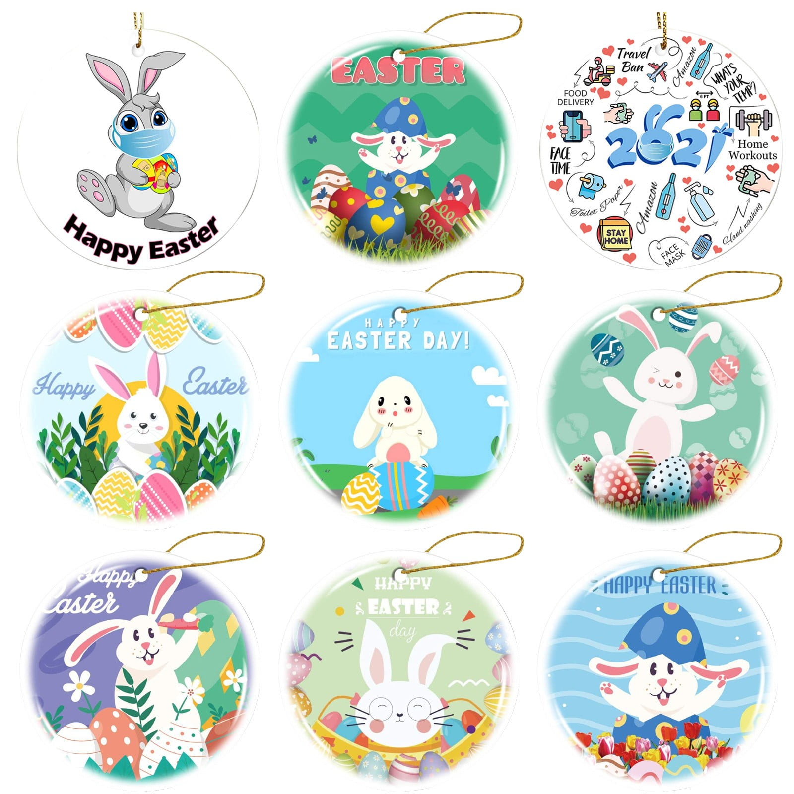 Gnome Easter 2021 Happy Easter Round Rug 