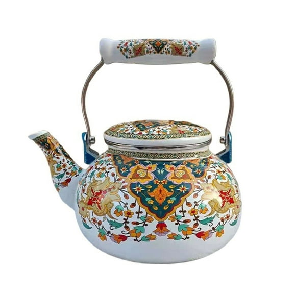 Enameled Porcelain Kettle, 2.5L Kettle Tea Kettle, Coffee Pot with Heat-Resistant Handle, Enamel Kettle Induction Cooker, for Kitchen Home Cafe Camping Gas Stove