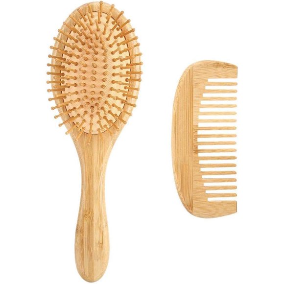 Conjunto de Peine, Cepillo para el cabello con cerdas de masaje y peine de dientes planos para mujeres y hombres, ideal para todo tipo de peinado