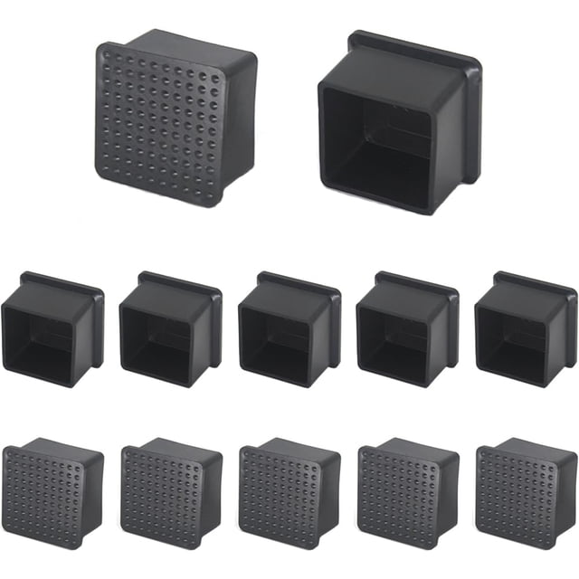 Tapones de goma para patas de silla Wvapzwr, 12 piezas, cuadrados, 38 x 38 mm
