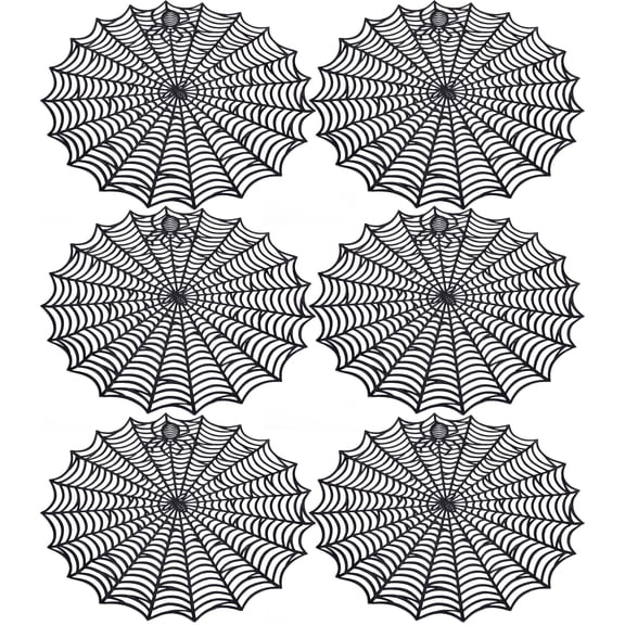 EBaokuup 6 Pcs Halloween Spider Web Placemats, 15 Inch Heat Resistant Table Mats