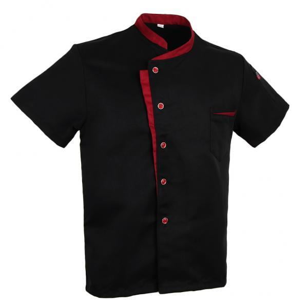 Chaqueta de Chef Unisex Sunnimix Manga Corta Negro 3XL