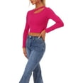 thumbnail image 4 of Allegra K Long Sleeve Casual Top for Women's Cut Out Slim Fitted Basic Crop Tee Tops, 4 of 5