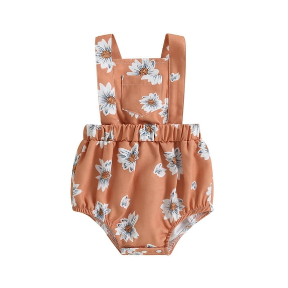Bagilaanoe Newborn Baby Girl Rompers Sun/Floral Print Sleeveless Bodysuit 3M 6M 12M 18M Infant Backless One Piece Jumpsuit