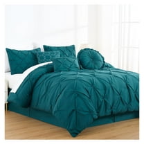 Sydney King Size Comforter Set - 7-Piece Pintuck Bedding - Teal, Lightweight Pinch Pleat Comforter with Decorative Pillows Bed Set for All Season