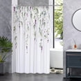 thumbnail image 2 of Cute Watercolor Floral Shower Curtain Sets,Blue Botanical Leaves Bathroom Curtains,Modern Minimalist White Bath Curtain, Waterproof Fabric with 12 Hooks 72x72 Inches, 2 of 6