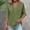 Army Green, variant on Women's V-Neck Button-Down Tunic Blouse, Casual Short Sleeve Linen Look Shirt, Breathable Summer Top for Everyday Wear RD4 XXL