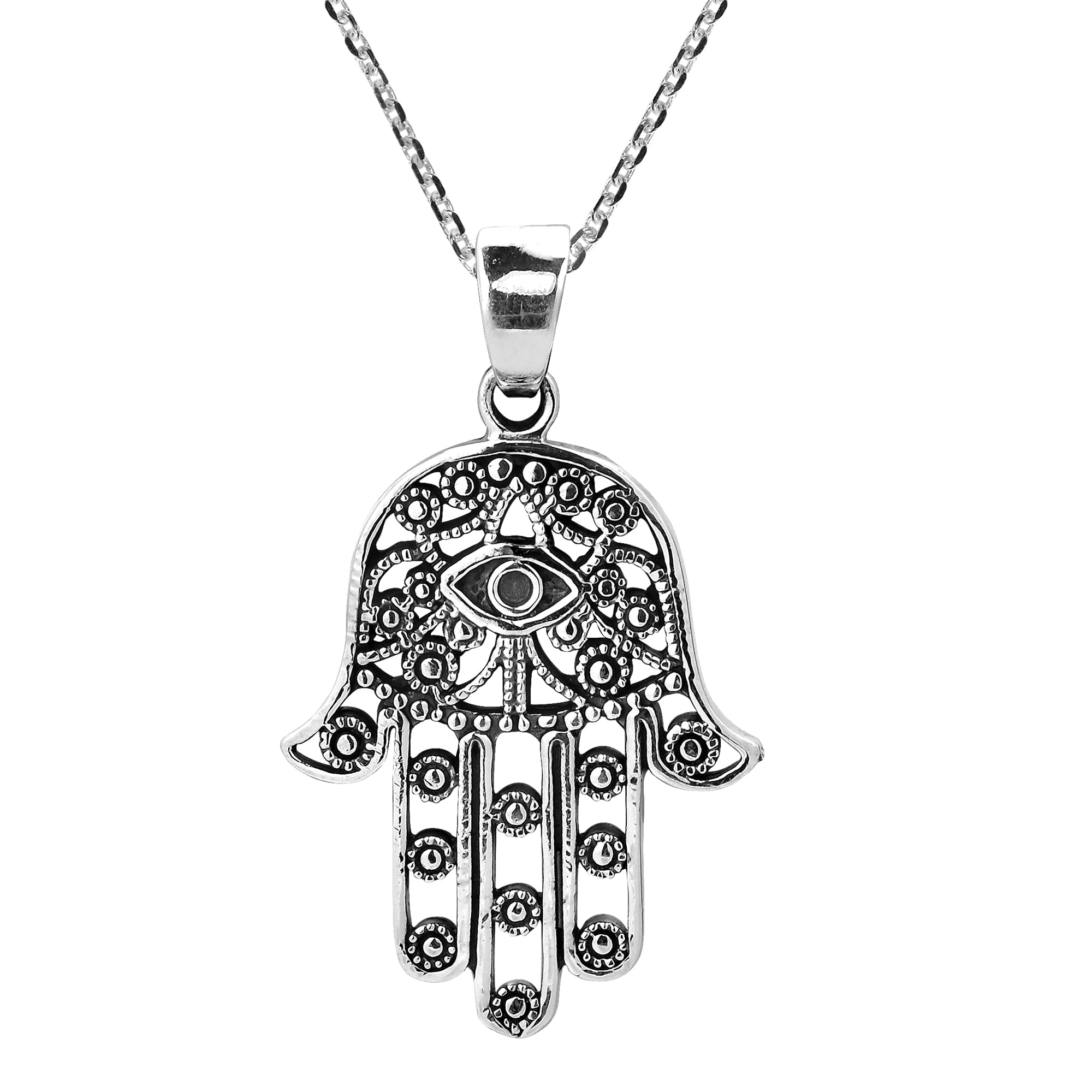 Hamsa hand necklace sterling silver