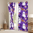 thumbnail image 3 of Feelyou Purple Gothic Haloween Black Out Curtains, Kawaii Cartoon Ghost Pumpkin Curtains Pack of 2 (42x63 Each), Groovy Daisy Flower Bedroom Curtains, Blackout Curtains Home Decor, 3 of 6