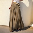 thumbnail image 5 of Ygbgbb Women's 2026 Summer Casual Maxi Skirt High Waisted Boho Flowy A-Line Skirt with Belt Fashion Solid Long Skirt for Beach Party and Everyday Wear Coffee M, 5 of 6
