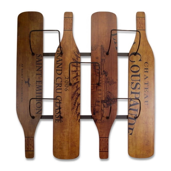 Melrose New Romance Black and Brown Five Slot Wall Mounted Wine Rack 29"