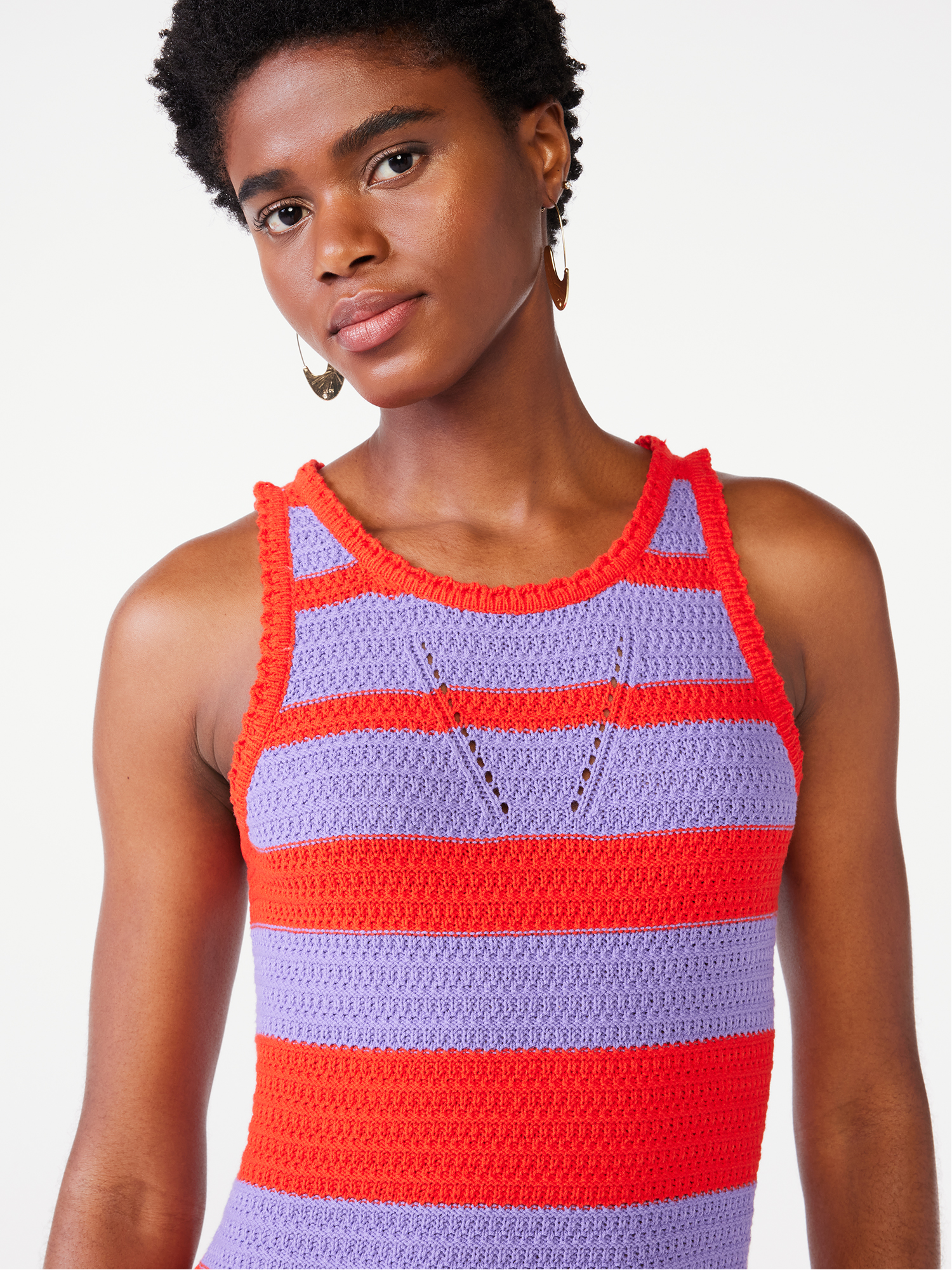 Scoop Women’s Striped Crochet Dress, Mid-Calf Length - image 3 of 4