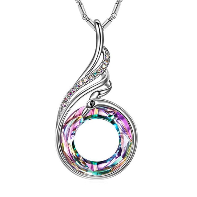 EGNMCR Necklaces & Pendants New Colorful Crystal Peacock Necklace With Fashion And Gradient Color Colored eggs