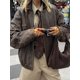 thumbnail image 5 of Chaquetas cálidas de cuero con decoración Vintage para mujer, abrigos de manga larga con cremallera y cuello de solapa a la moda, ropa de calle para oficina para Otoño e Invierno 2024, 5 of 5