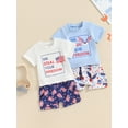 thumbnail image 4 of Aojekbee 4th of July Toddler Boys Outfits Letter Print Round Neck Short Sleeve T-Shirts Tops and Flag Print Shorts 2Pcs Clothes Set, 4 of 10