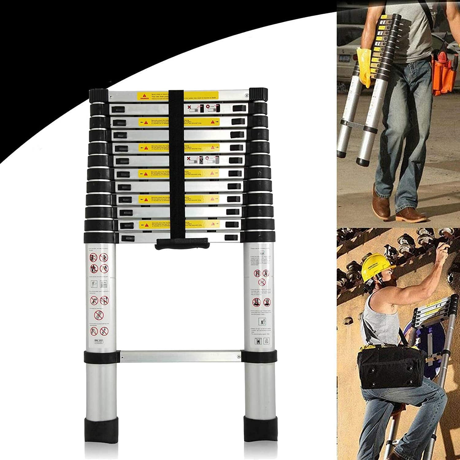 Bowoshen 12.5Ft Telescoping Ladder Aluminum Telescopic Extension Multi