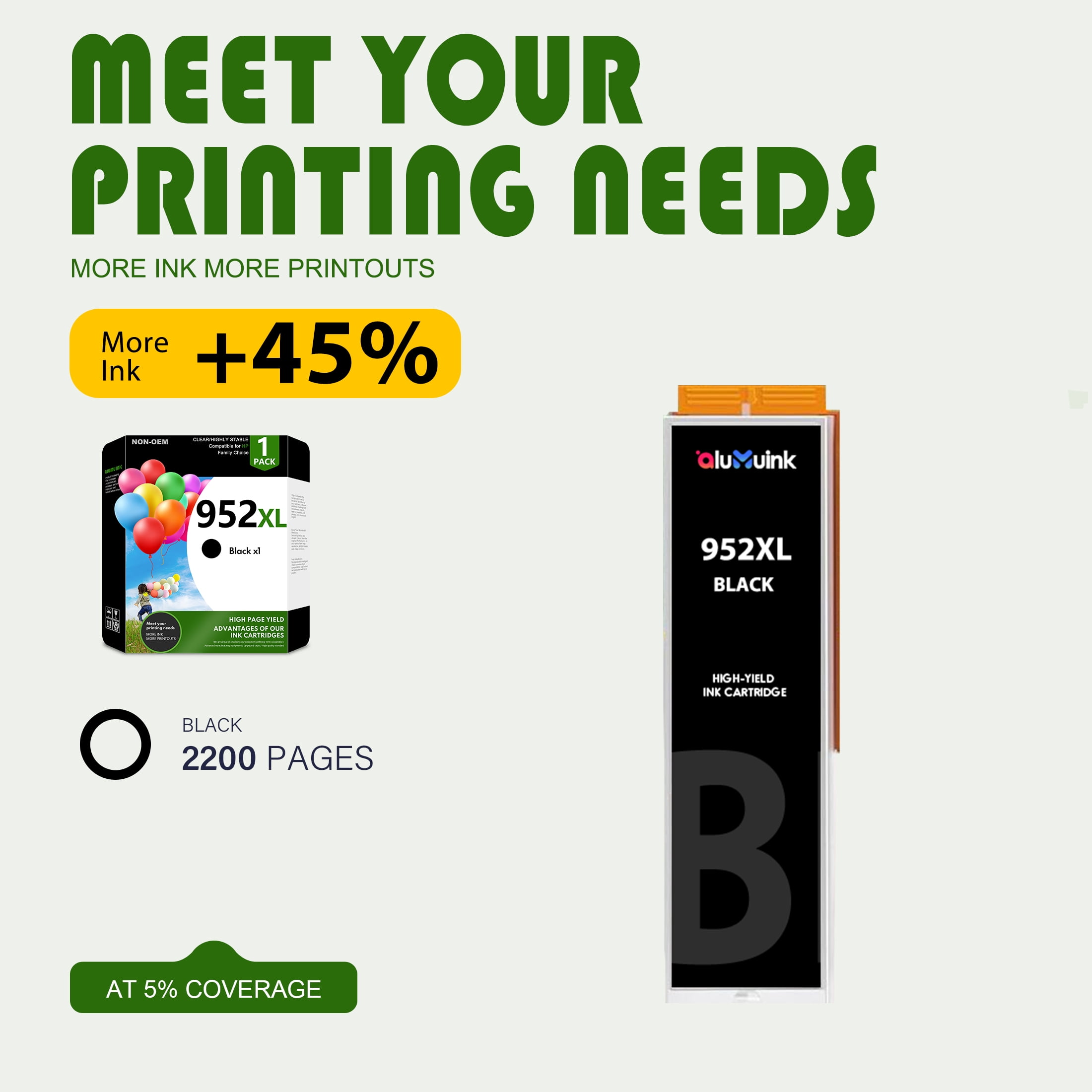 952XL Ink Black Compatible for 952 XL Ink Cartridges for Officejet Pro 8710 8745 8702 Printer