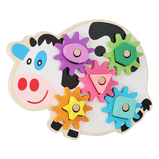 Miangastore 1 Ensemble Jouets de Rotation pour Enfants Jouets Éducatifs en Bois Jouets en Forme de Vache