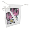 thumbnail image 2 of New York Fabric Pouch Set of 2, View of Manhattan and a Taxi Cab at Times Square, Small Drawstring Bag for Toiletries Masks and Favors, 9" x 6", Grey Teal Pink, by Ambesonne, 2 of 2