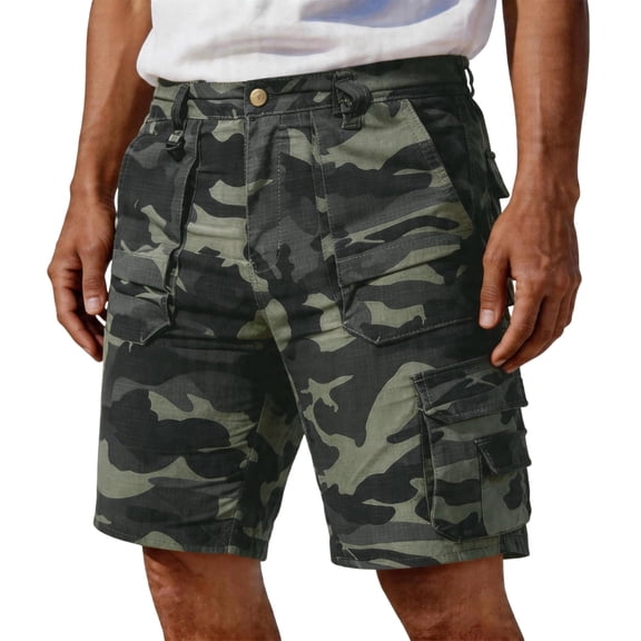 Dresfit Mens Camo Shorts Baggy Cargo Shorts Summer 2026 Big and Tall Loose Fit Hiking Carpenter Shorts Open Bottom Multi Pockets Work Short Pants Army Green