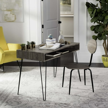 UPC: 0889048200135 | Safavieh Winta 47   Mid-Century Retro Writing Desk/Chair  Grey/Black
