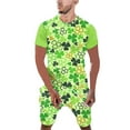 thumbnail image 1 of TSADFHJI Pyjamas pour Hommes en Coton Automne Imprimé Jour de la Saint-Patrick Col Rond Manches Courtes Ensemble m Vert Menthe, 1 of 5