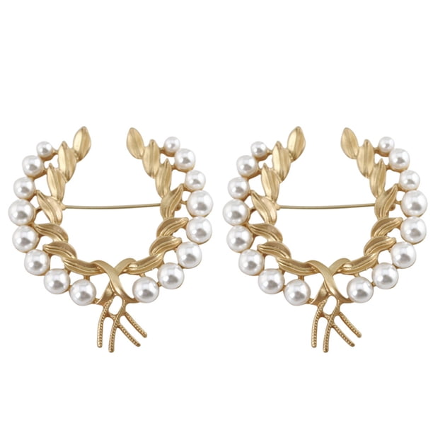 2 unids chic broches pin broches de trigo imitación perlas broche ropa broche