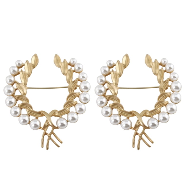 Shisuyan 2Pack Scarf Brooch Golden Chic Design Synthetic Material Decoration for Special Occasions