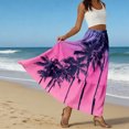 thumbnail image 6 of LWavelet Women Floral Print Tiered Maxi Skirt Elastic Waist With Pockets Boho Summer Long Skirt Purple Pink S, 6 of 6