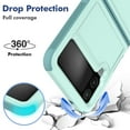 thumbnail image 3 of ELEHOLD for Samsung Galaxy Z Flip 4 Rugged Case, Armor Hard PC Soft TPU Hybrid Anti-Drop Camera Lens Protection Shockproof Glossy Non-Slip Slim Fit Case for Z Flip4 6.7 inch,Mint, 3 of 5