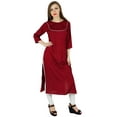 thumbnail image 3 of Bimba Women Straight Kurta Kurti Formal Tunic 3/4 Sleeve Blouse Summer Clothing, 3 of 7