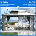 thumbnail image 5 of Dextrus 12x16ft Hardtop Gazebo with Nettings and Curtains, Heavy Duty Double Roof Galvanized Steel Outdoor Combined of Vertical Stripes Roof for Patio, Backyard, Deck, Lawns, Gray, 5 of 6